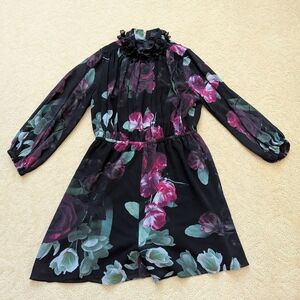 Ted Baker Black and Green Floral Kids Dress